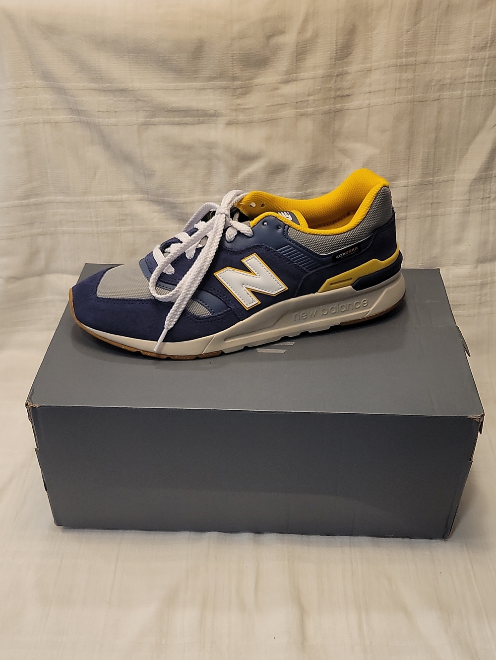 New Balance 997H Men's Navy Gray and Yellow Retro Runner Sneaker
